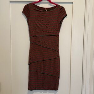 Bailey 44 Striped Cap-Sleeve Midi Dress, Size S
